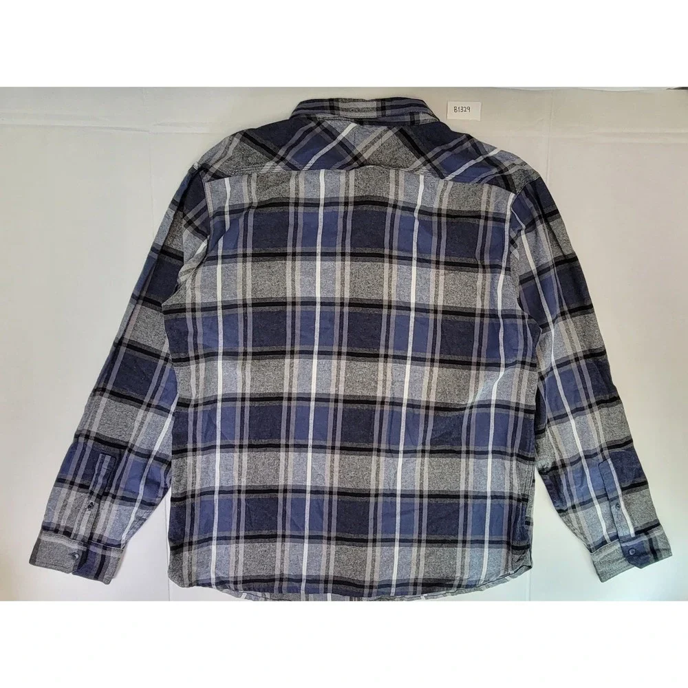 Levi's Men's Plaid Flannel Long Sleeve Button Up Shirt XXL‎ Blue Grey